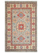 4x6 Gray Kuba Afghan Hand Knotted Wool Area Rug